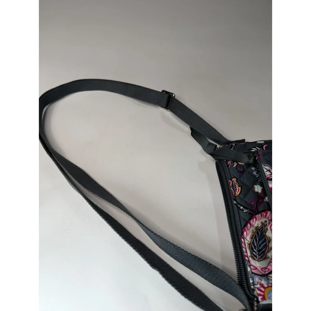 Vera Bradley Quilted Paisley Crossbody Shoulder Bag Gray Pink Floral & Wallet